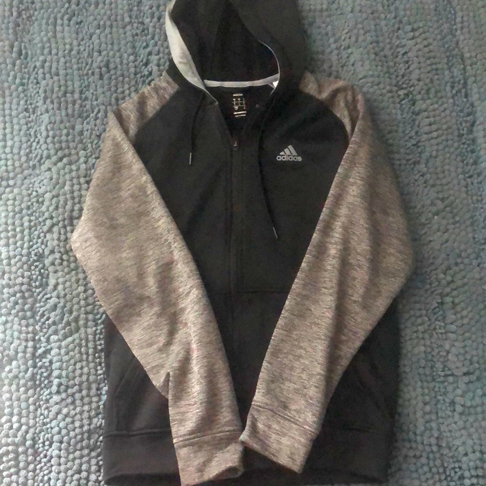 Adidas Mens small zip up hoodie. Black/gray